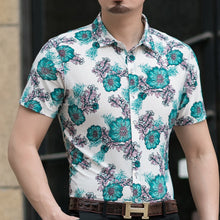 Load image into Gallery viewer, Casual 80% Silk Shirt Men Short Sleeve Both Sides Print Chinese Dragon Nation Flower 2019 Beach Summer Clothes
