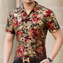 Load image into Gallery viewer, Casual 80% Silk Shirt Men Short Sleeve Both Sides Print Chinese Dragon Nation Flower 2019 Beach Summer Clothes
