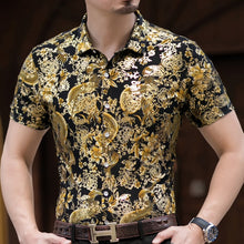 Load image into Gallery viewer, Casual 80% Silk Shirt Men Short Sleeve Both Sides Print Chinese Dragon Nation Flower 2019 Beach Summer Clothes
