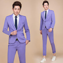 Load image into Gallery viewer, Tide Men Colorful Fashion Wedding Suits Plus Size 5XL Yellow Pink Green Blue Purple Suits Jacket and Pants Tuxedos
