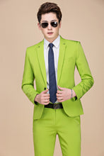 Load image into Gallery viewer, Tide Men Colorful Fashion Wedding Suits Plus Size 5XL Yellow Pink Green Blue Purple Suits Jacket and Pants Tuxedos
