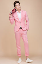 Load image into Gallery viewer, Tide Men Colorful Fashion Wedding Suits Plus Size 5XL Yellow Pink Green Blue Purple Suits Jacket and Pants Tuxedos
