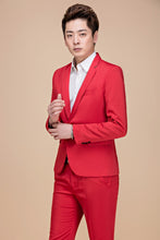 Load image into Gallery viewer, Tide Men Colorful Fashion Wedding Suits Plus Size 5XL Yellow Pink Green Blue Purple Suits Jacket and Pants Tuxedos
