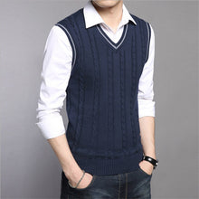 Load image into Gallery viewer, Mens Sweaters Autumn Winter Jacket Men Warm Pullovers Sleeveless O Neck Knitted Vest Femme Elegant Casual Sweater Vests
