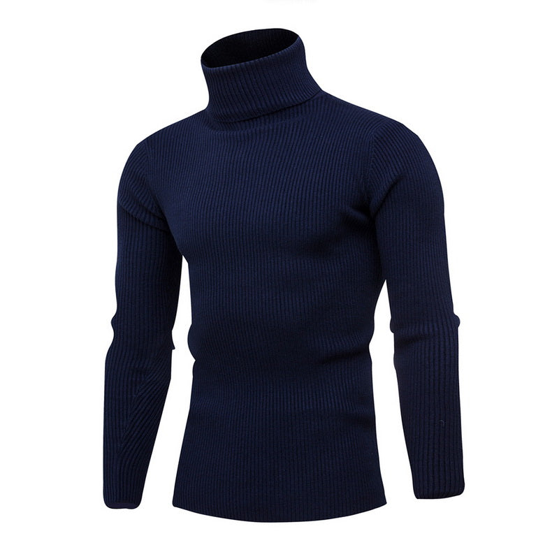 WENYUJH 2019 High Quality Warm Turtleneck Sweater Men Solid Knitted Mens Sweaters Casual Slim Pullover Male Double Collar Tops